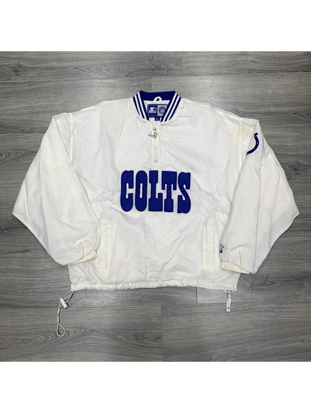 Vintage 90S Starter Indianapolis Colts Windbreaker Jacket Large RARE MENS WHITE